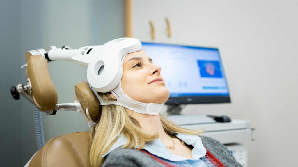 a woman in tms therapy