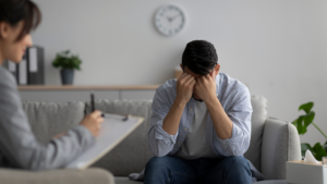 a woman and man creating a depression treatment plan
