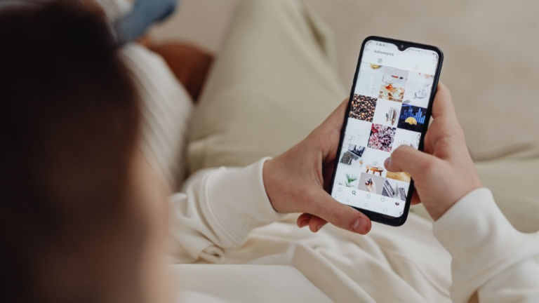 woman scrolling on her phone