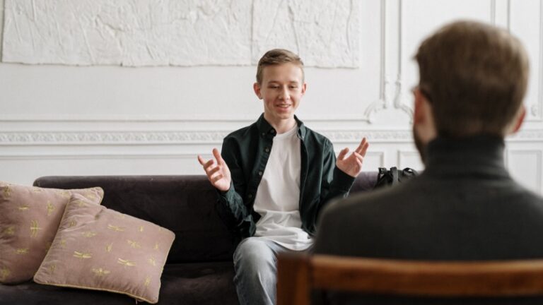 psychiatrist talking to patient
