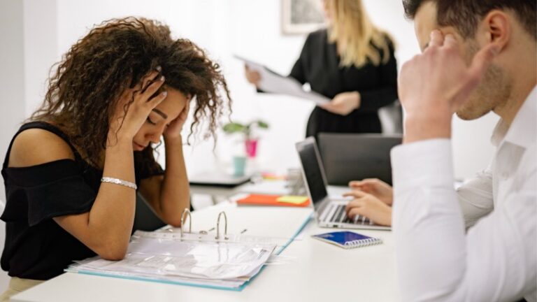 woman stressed at work
